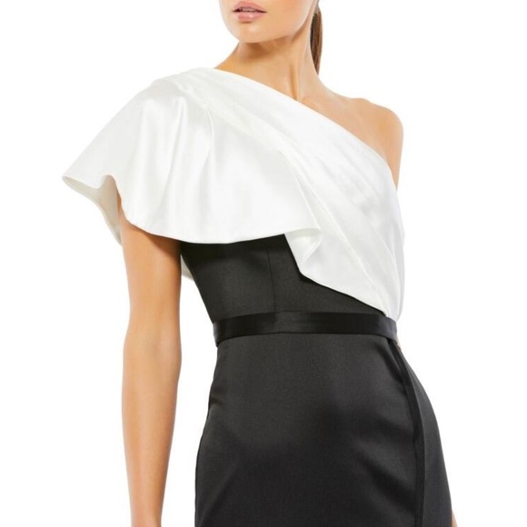 NWT Ieena for Mac Duggal Two Tone One Shoulder Dress - size 6 - Picture 3 of 6